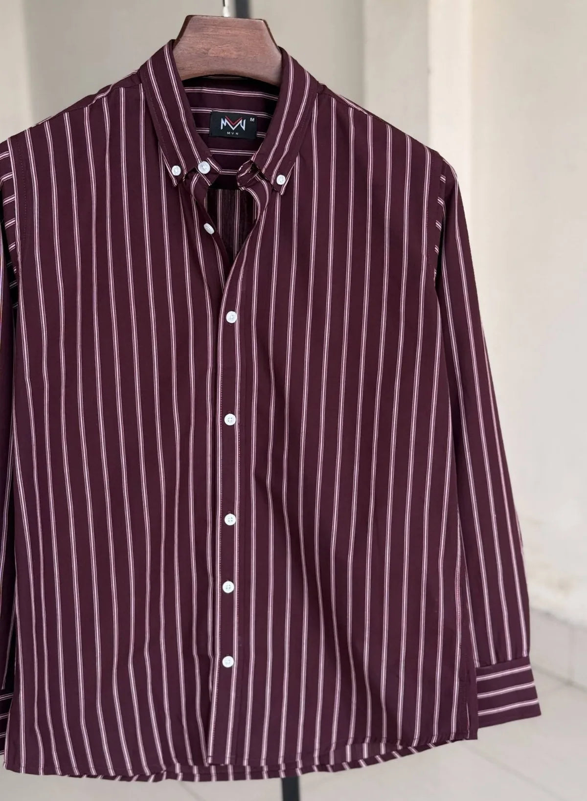 Premium Stripe Shirt – Maroon, Maroon, detail view 2