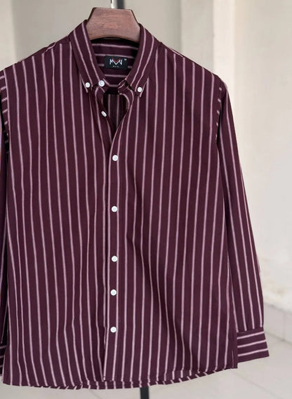 Premium Stripe Shirt – Maroon, Maroon, detail view 2