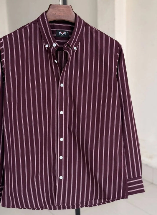 Premium Stripe Shirt – Maroon, Maroon, detail view 2