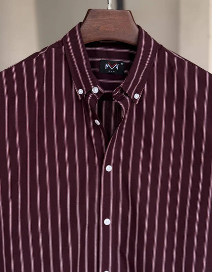 Premium Stripe Shirt – Maroon, Maroon, detail view 3