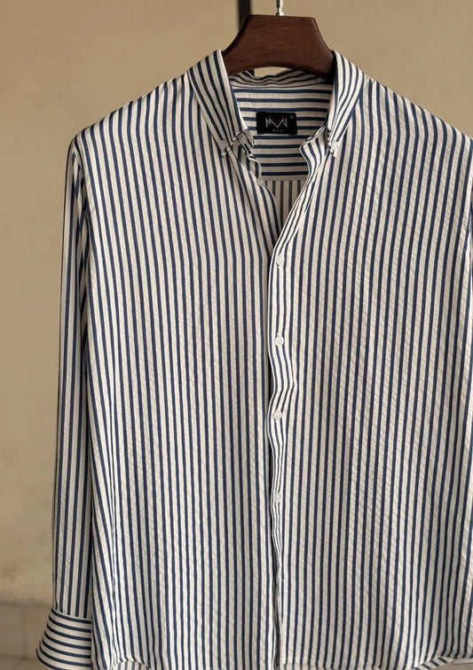 Premium Stripe Shirt – Navy, Navy, front view